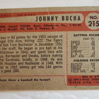 Old 1952 Johnny Bucha Detroit Tigers Baseball Card #215