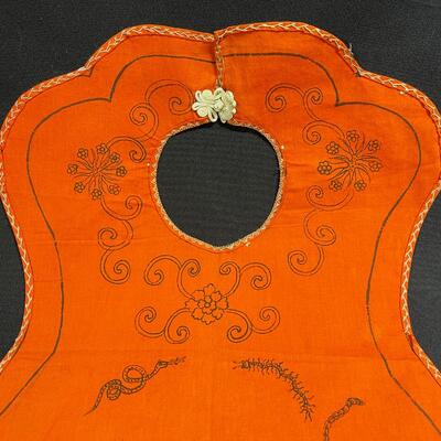 Charming Antique Mandarin Chinese Orange Child's bib with animals
