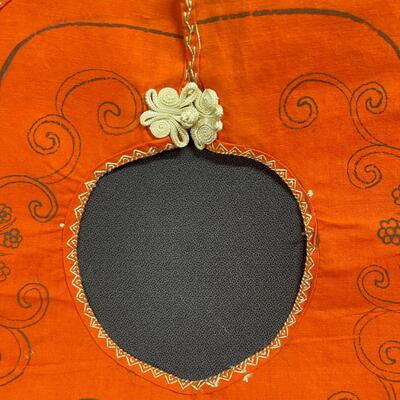 Charming Antique Mandarin Chinese Orange Child's bib with animals
