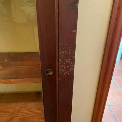 Cypress vintage bookcase with glass sliding doors. SEE DETAILS