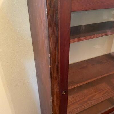 Cypress vintage bookcase with glass sliding doors. SEE DETAILS