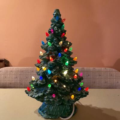 Vintage ceramic Christmas tree with lights. SEE DETAILS