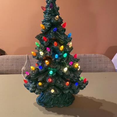 Vintage ceramic Christmas tree with lights. SEE DETAILS