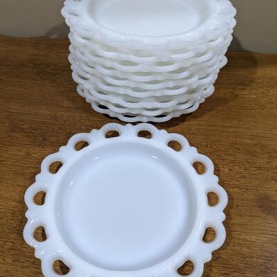 10 Vintage Milk Glass Dessert Small Plates