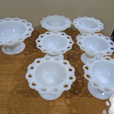 7 Vintage Milk Glass Bowls