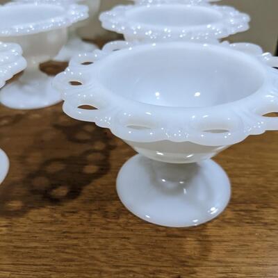 7 Vintage Milk Glass Bowls