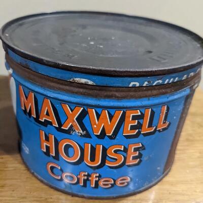 Vintage Maxwell House Tin & Vintage Coffee Grinder