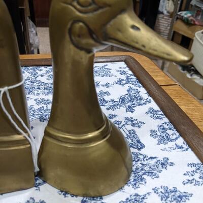 Vintage Solid Brass Leonard Duck Bookends