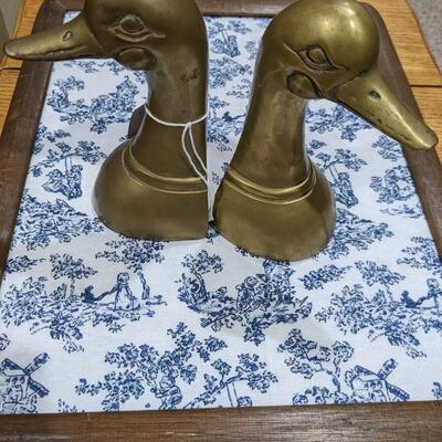 Vintage Solid Brass Leonard Duck Bookends
