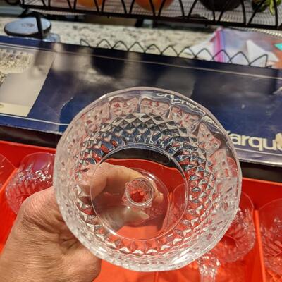 6 Crystal Dessert Dishes in box