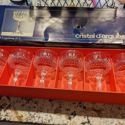 6 Crystal Dessert Dishes in box