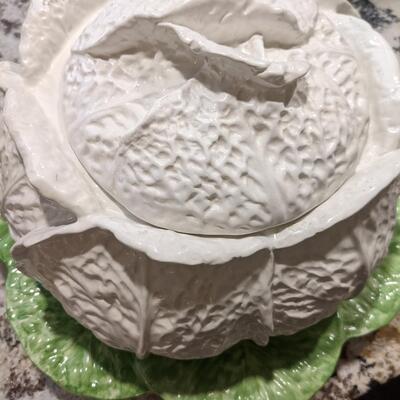 Vintage Cabbage Soup Tureen on Leaf base