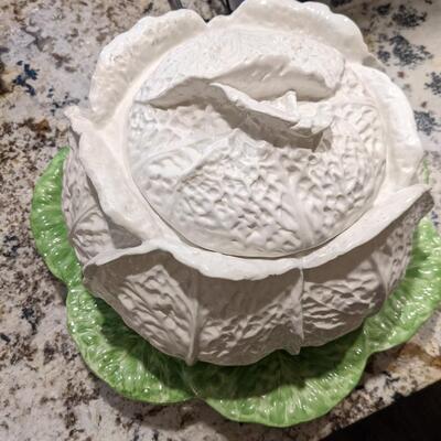 Vintage Cabbage Soup Tureen on Leaf base