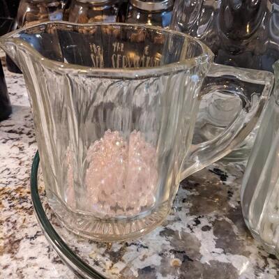 3 high quality pitchers and round tray