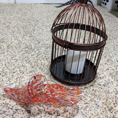 dÃ©cor lot- Glass shoe and Cage with Candle