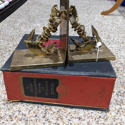 Brass vintage bookends and 60's Science Book