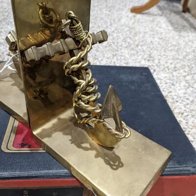 Brass vintage bookends and 60's Science Book