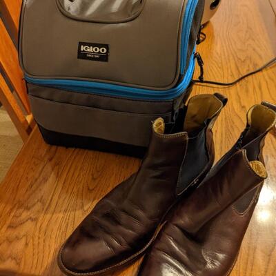 Cole Han men's chelsea boots  and Igloo lunchbox
