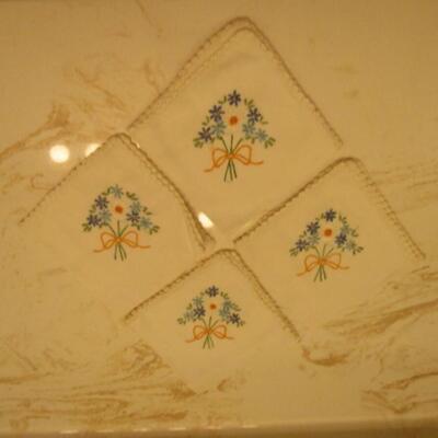 Set of Four Embroidered Napkins