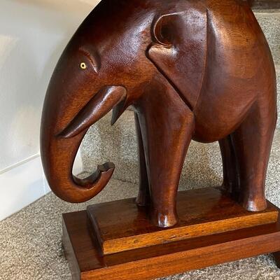 Solid Mahogany Carved Elephant Table - Incredible Piece ~ Heavy