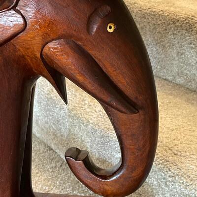 Solid Mahogany Carved Elephant Table - Incredible Piece ~ Heavy