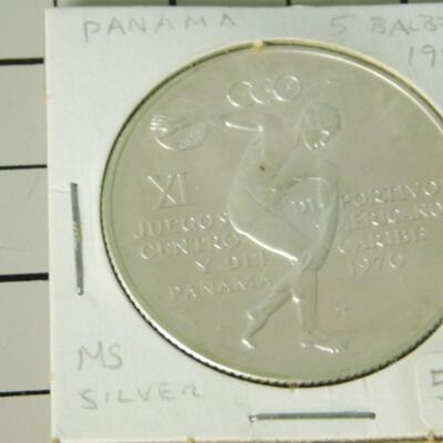 1970 Panamanian 5 Balboas Silver Olympic Coin Possible MS Grade