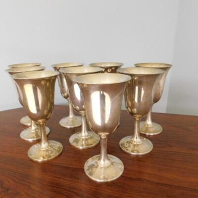 Vintage Wallace Sterling Silver Footed Wine Cups 9 Ct.  Approximately 1552 Grams Total