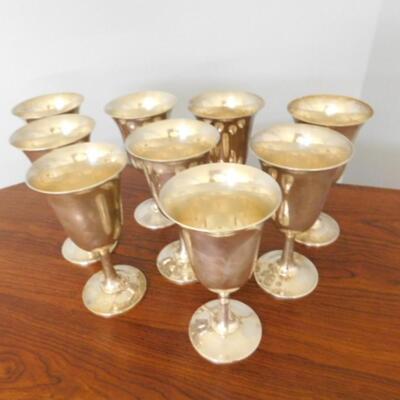 Vintage Wallace Sterling Silver Footed Wine Cups 9 Ct.  Approximately 1552 Grams Total