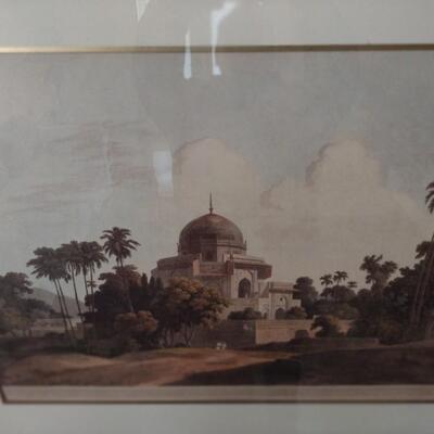 Framed Art Print Engraving Underglass Thomas Daniell (1803) 'Mausoleum of Kausim Solemanee' at Chunar Gur