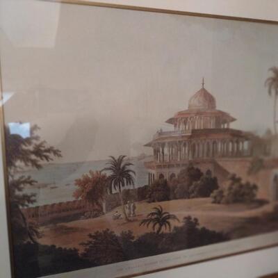 Framed Art Print Engraving Thomas Daniell 1795  'The Chalees Satoon in the Fort of Allahabad on the River Jumna'