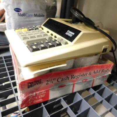 Canon Electric Adding Machine with Cash Register Paper Rolls