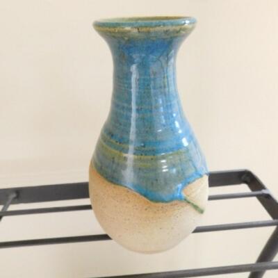 Hand Crafted Pottery Drip Glaze Vase Signed by Artist