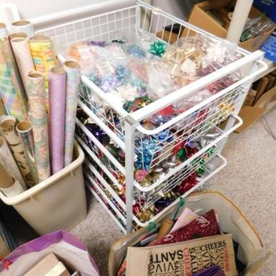 Variety Assortment of Celebration Wrapping Paper, Bows, Gift Bags, and Stationary (Metal Rack NOT included)