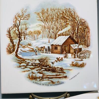 Currier and Ives tile trivets