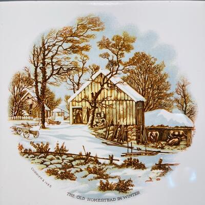 Currier and Ives tile trivets