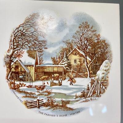 Currier and Ives tile trivets