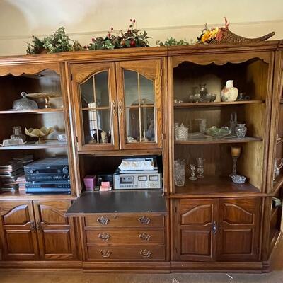 Lot 4 Wall Unit 4 Sections Drawers Shelves Drop Down Desk Display Cabinet