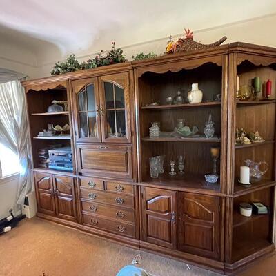 Lot 4 Wall Unit 4 Sections Drawers Shelves Drop Down Desk Display Cabinet