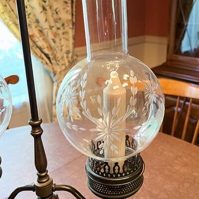 Lot 6 Colonial Style 26" tall Candle Holder Metal 2 Globes Early American Dudonn