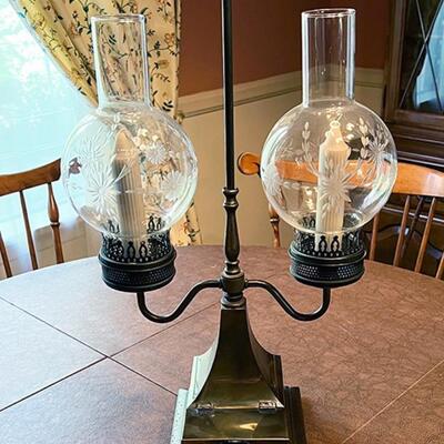 Lot 6 Colonial Style 26" tall Candle Holder Metal 2 Globes Early American Dudonn