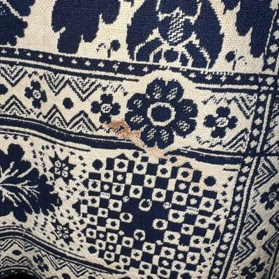 Lot 11 Early American Woven Coverlet Blue White 80x82