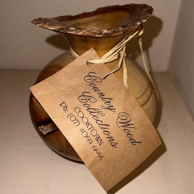 Lot 13 Assorted Wooden Vessels 5 pcs Hand Made Country Wood Collection