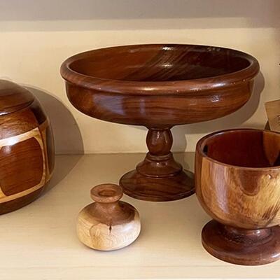 Lot 13 Assorted Wooden Vessels 5 pcs Hand Made Country Wood Collection