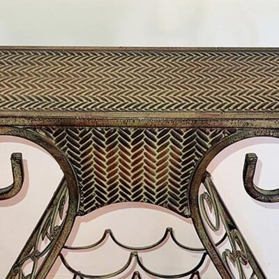 Lot 27 Metal Side Table & Wine Bottle Rack