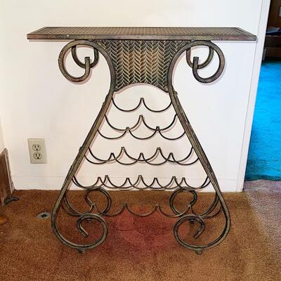 Lot 27 Metal Side Table & Wine Bottle Rack