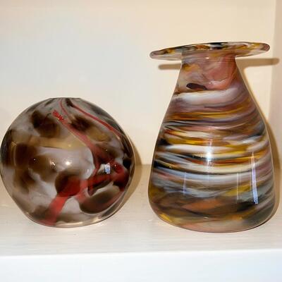 Lot 28 Studio Artist Hand Blown Glass Vases Signed