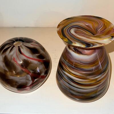 Lot 28 Studio Artist Hand Blown Glass Vases Signed