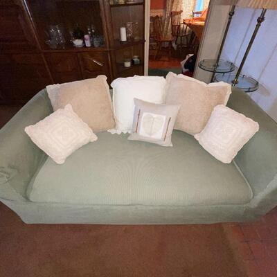 Lot 30 Vintage Sofa With Cover and Throw Pillows Love Seat