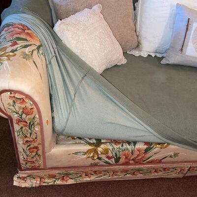 Lot 30 Vintage Sofa With Cover and Throw Pillows Love Seat