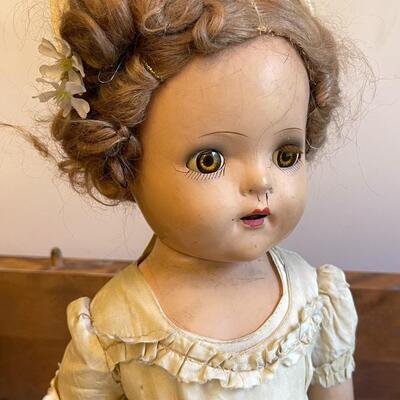 Lot 31 Antique "Battered Bride" Doll 18" Composition circa 1940